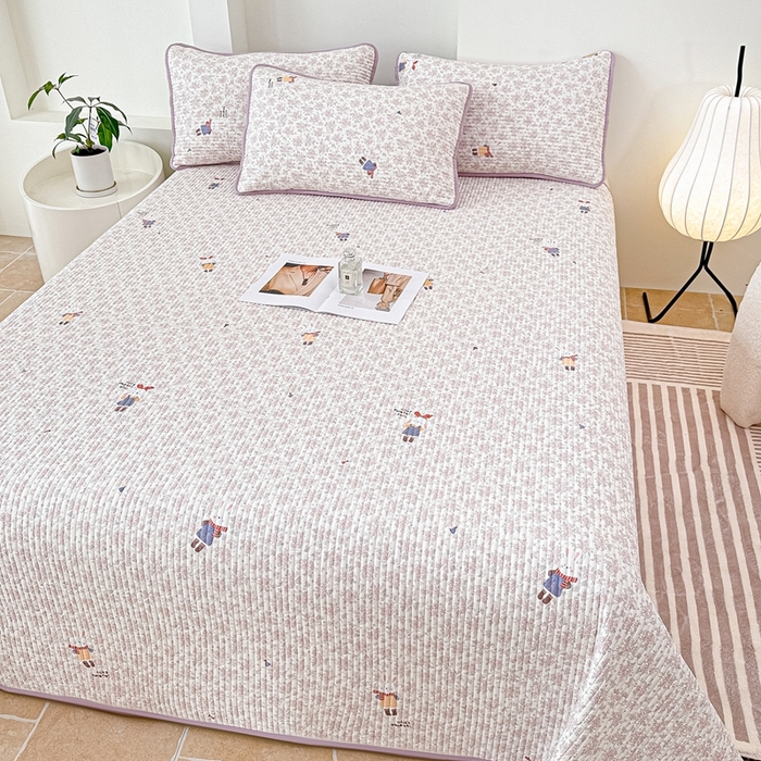 91家纺网 家纺一手货源 找家纺 橘夏家纺 2025新款全棉床盖三件套 妮可兔