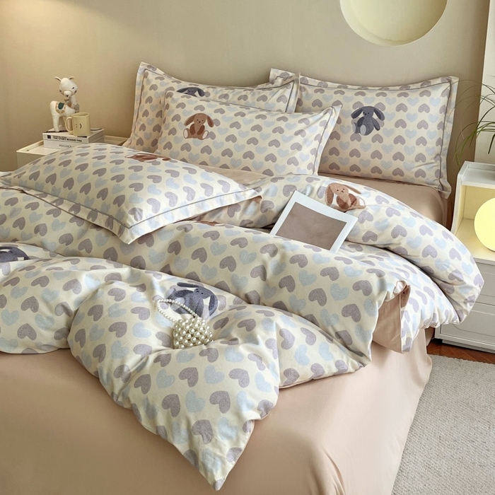 91家纺网 家纺一手货源 找家纺 沐白家居 2025新款全棉生态磨毛四件套悠闲午后