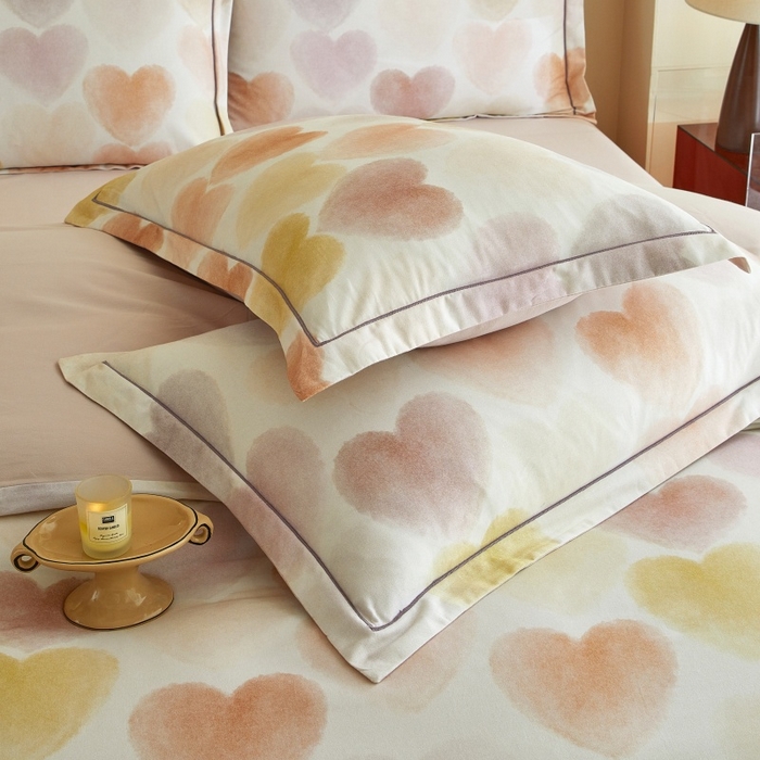 91家纺网 家纺一手货源 找家纺 沐白家居 2025新款全棉生态磨毛四件套馨心-粉