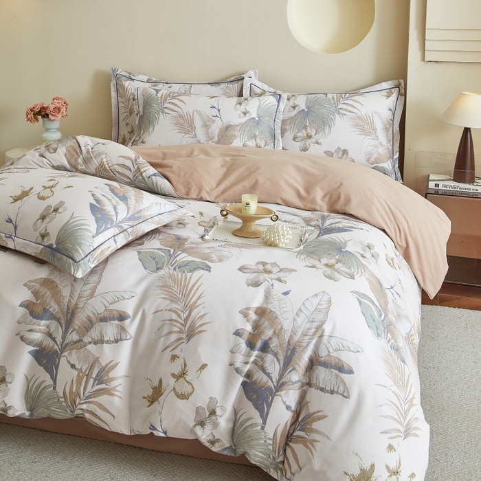 91家纺网 家纺一手货源 找家纺 沐白家居 2025新款全棉生态磨毛四件套庭森