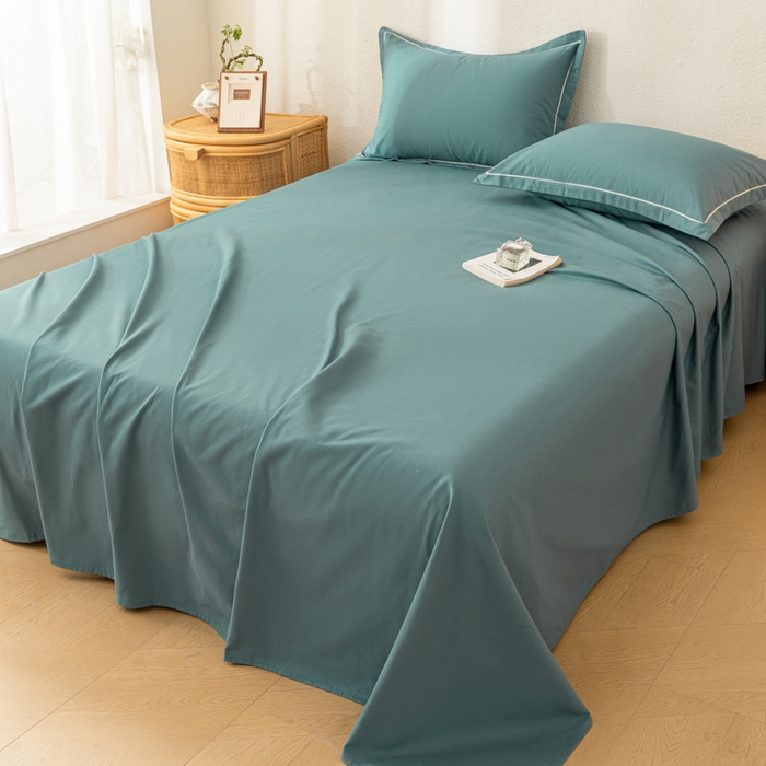 91家纺网 家纺一手货源 找家纺 2025新款A类100%全棉纯色加厚磨毛枕套+床单单件/简约组合 磨毛-莫尼兰