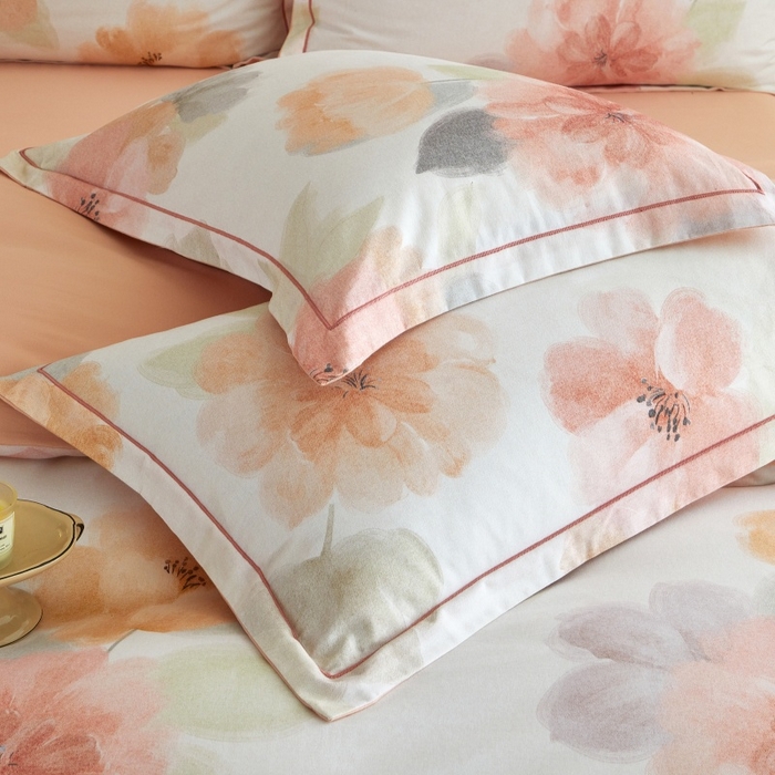 91家纺网 家纺一手货源 找家纺 沐白家居 2025新款全棉生态磨毛四件套夕雾