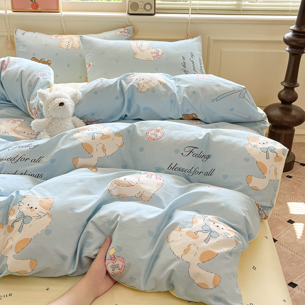 91家纺网 家纺一手货源 找家纺 麦伦家居 2025春夏新款全棉纯棉斜纹40s13372系列-小清新卡通 斑妮