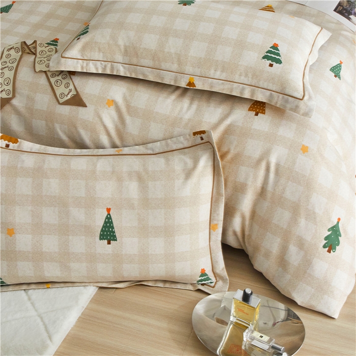 91家纺网 家纺一手货源 找家纺 沐白家居 2025新款全棉生态磨毛四件套圣诞序曲