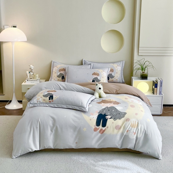 91家纺网 家纺一手货源 找家纺 沐白家居 2025新款全棉生态磨毛四件套小王子