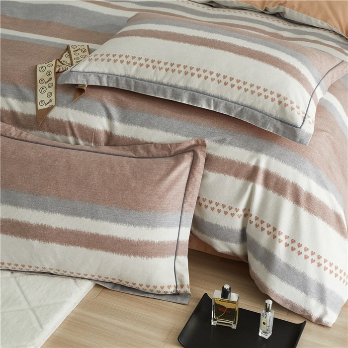 91家纺网 家纺一手货源 找家纺 沐白家居 2025新款全棉生态磨毛四件套芮心-咖