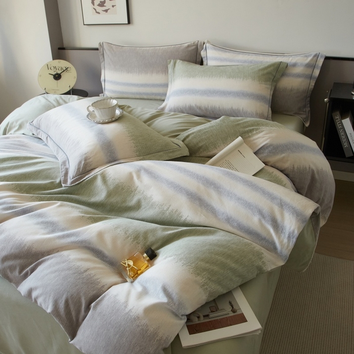 91家纺网 家纺一手货源 找家纺 沐白家居 2025新款全棉生态磨毛四件套暖调-绿