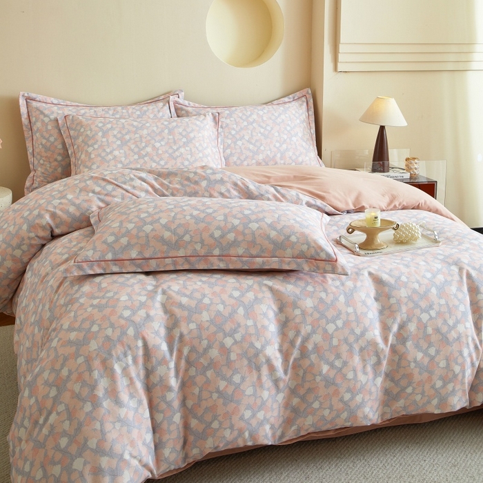 91家纺网 家纺一手货源 找家纺 沐白家居 2025新款全棉生态磨毛四件套花畔