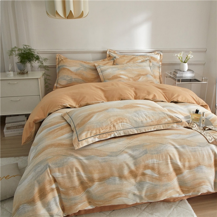 91家纺网 家纺一手货源 找家纺 沐白家居 2025新款全棉生态磨毛四件套诺拉