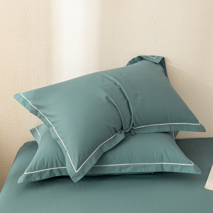 91家纺网 家纺一手货源 找家纺 2025新款A类100%全棉纯色加厚磨毛枕套+床单单件/简约组合 磨毛-莫尼兰