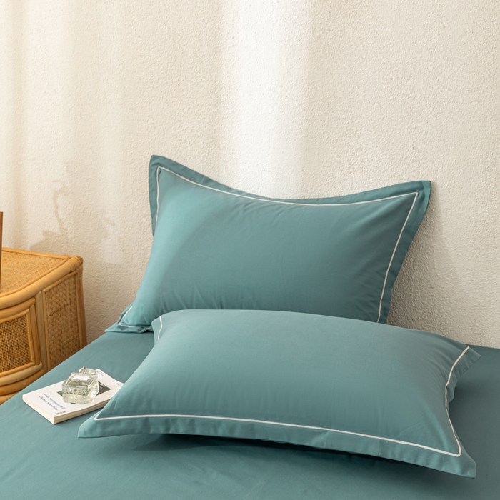 91家纺网 家纺一手货源 找家纺 2025新款A类100%全棉纯色加厚磨毛枕套+床单单件/简约组合 磨毛-莫尼兰