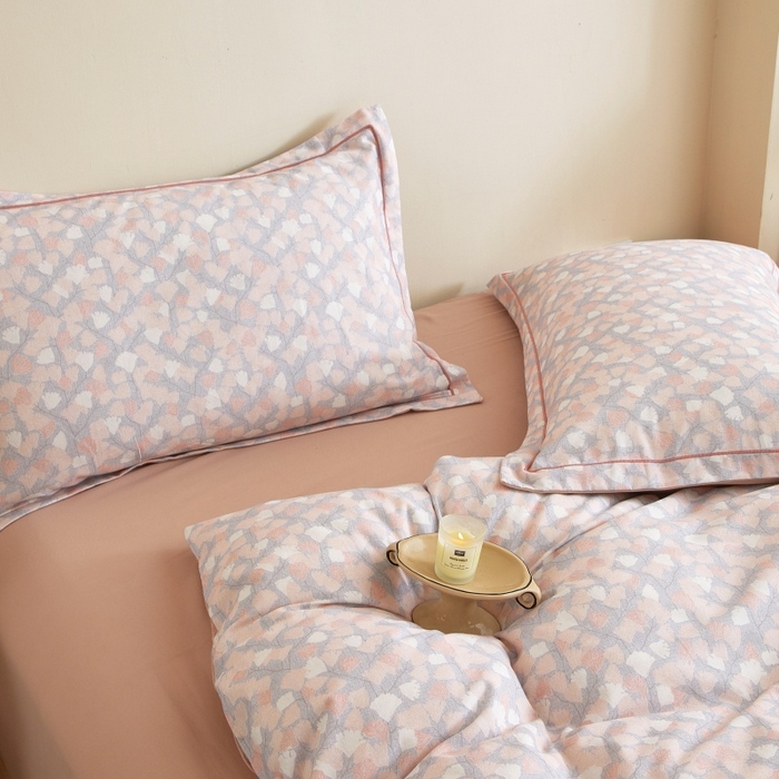 91家纺网 家纺一手货源 找家纺 沐白家居 2025新款全棉生态磨毛四件套花畔