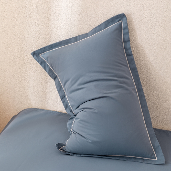 91家纺网 家纺一手货源 找家纺 2025新款A类100%全棉纯色加厚磨毛枕套+床单单件/简约组合 磨毛-星光蓝