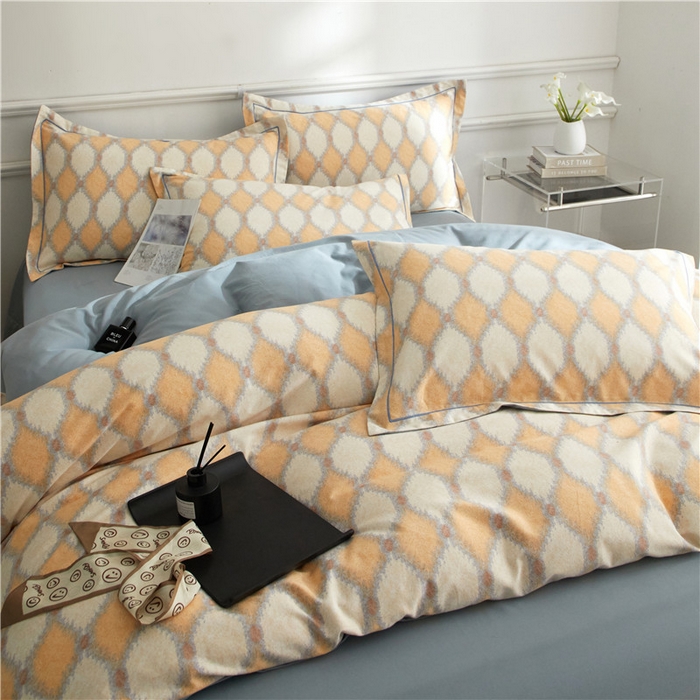 91家纺网 家纺一手货源 找家纺 沐白家居 2025新款全棉生态磨毛四件套追光