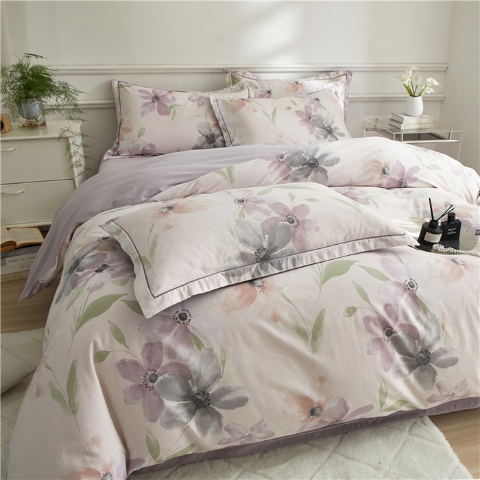 91家纺网 家纺一手货源 找家纺 沐白家居 2025新款全棉生态磨毛四件套叶颜