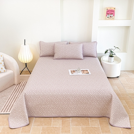 91家纺网 家纺一手货源 找家纺 橘夏家纺 2025新款全棉床盖三件套 野樱苏打～紫