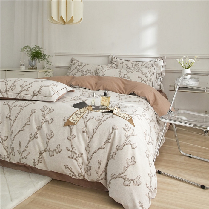 91家纺网 家纺一手货源 找家纺 沐白家居 2025新款全棉生态磨毛四件套美沐-咖