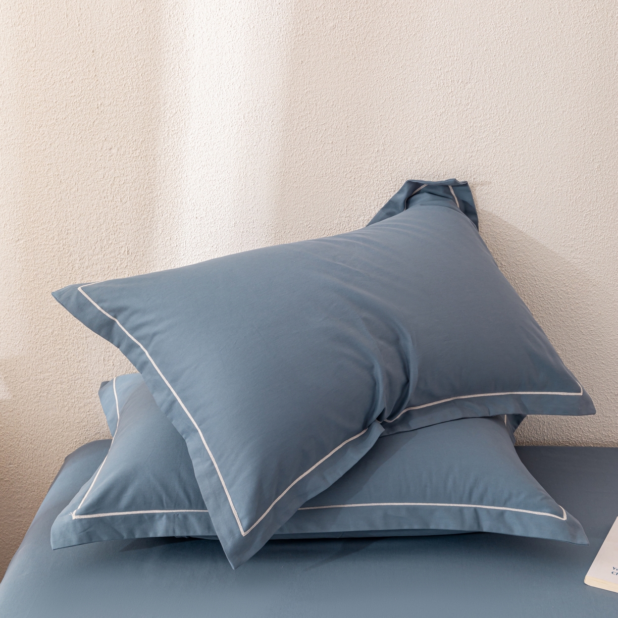 91家纺网 家纺一手货源 找家纺 百寐 2025新款A类100%全棉纯色加厚磨毛加大50*80枕套40*60/48*74枕芯保护套 磨毛-星光蓝