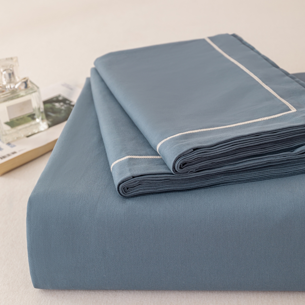 91家纺网 家纺一手货源 找家纺 百寐 2025新款A类100%全棉纯色加厚磨毛加大50*80枕套40*60/48*74枕芯保护套 磨毛-星光蓝