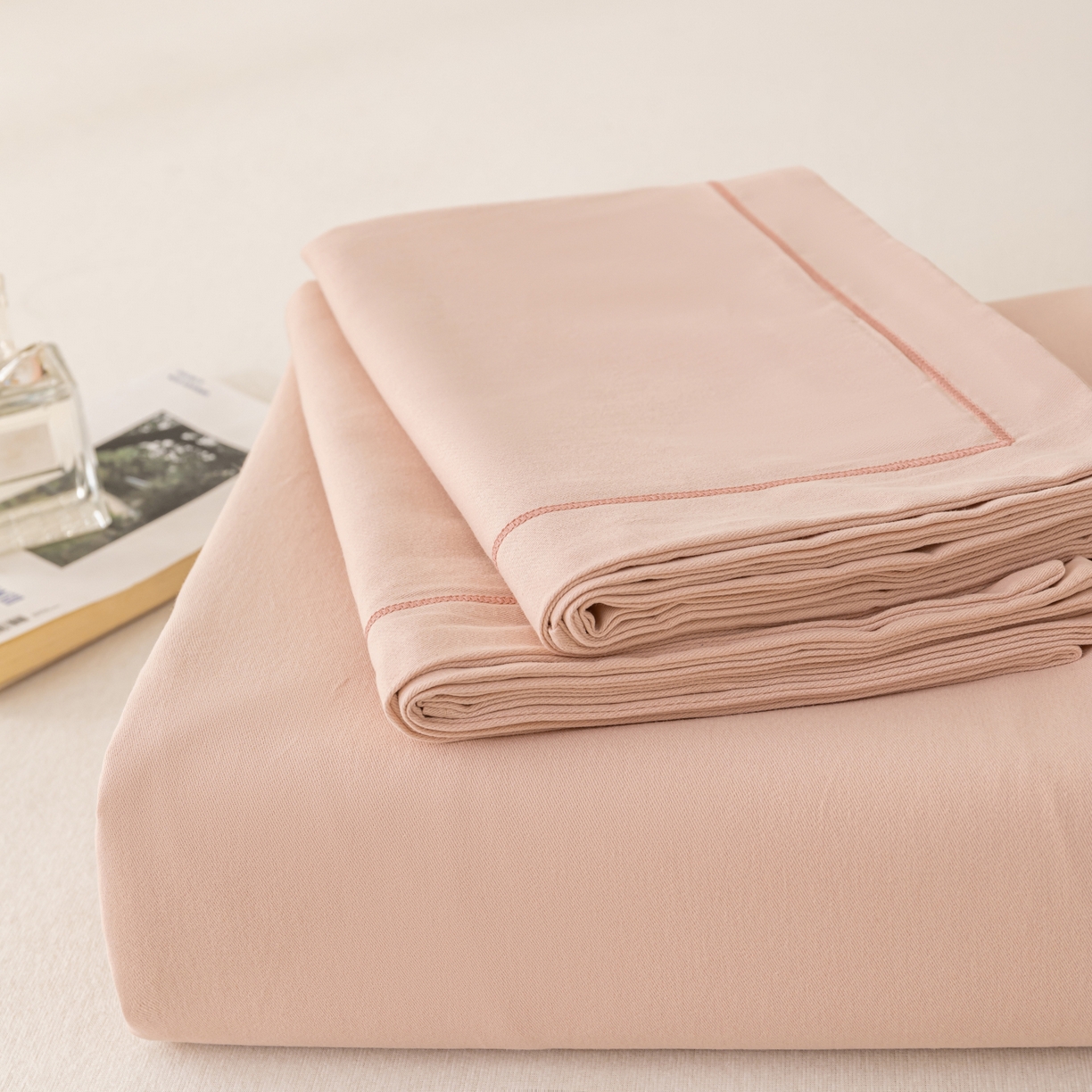 91家纺网 家纺一手货源 找家纺 百寐 2025新款A类100%全棉纯色加厚磨毛加大50*80枕套40*60/48*74枕芯保护套 磨毛-藕粉色