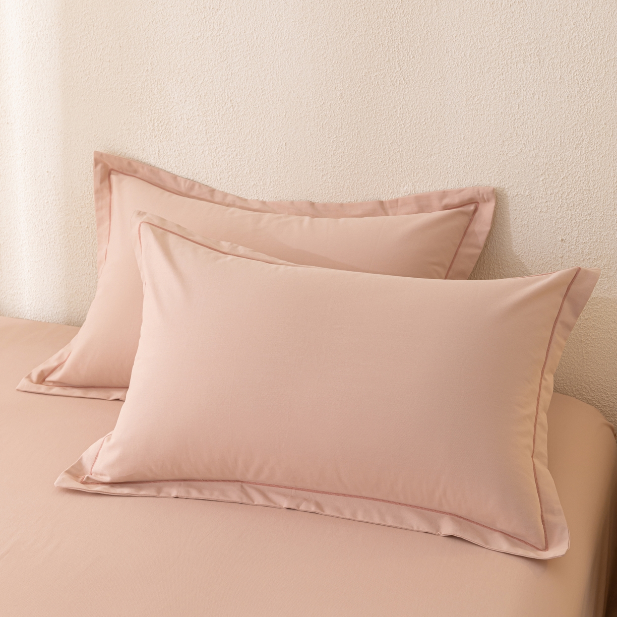 91家纺网 家纺一手货源 找家纺 百寐 2025新款A类100%全棉纯色加厚磨毛加大50*80枕套40*60/48*74枕芯保护套 磨毛-藕粉色