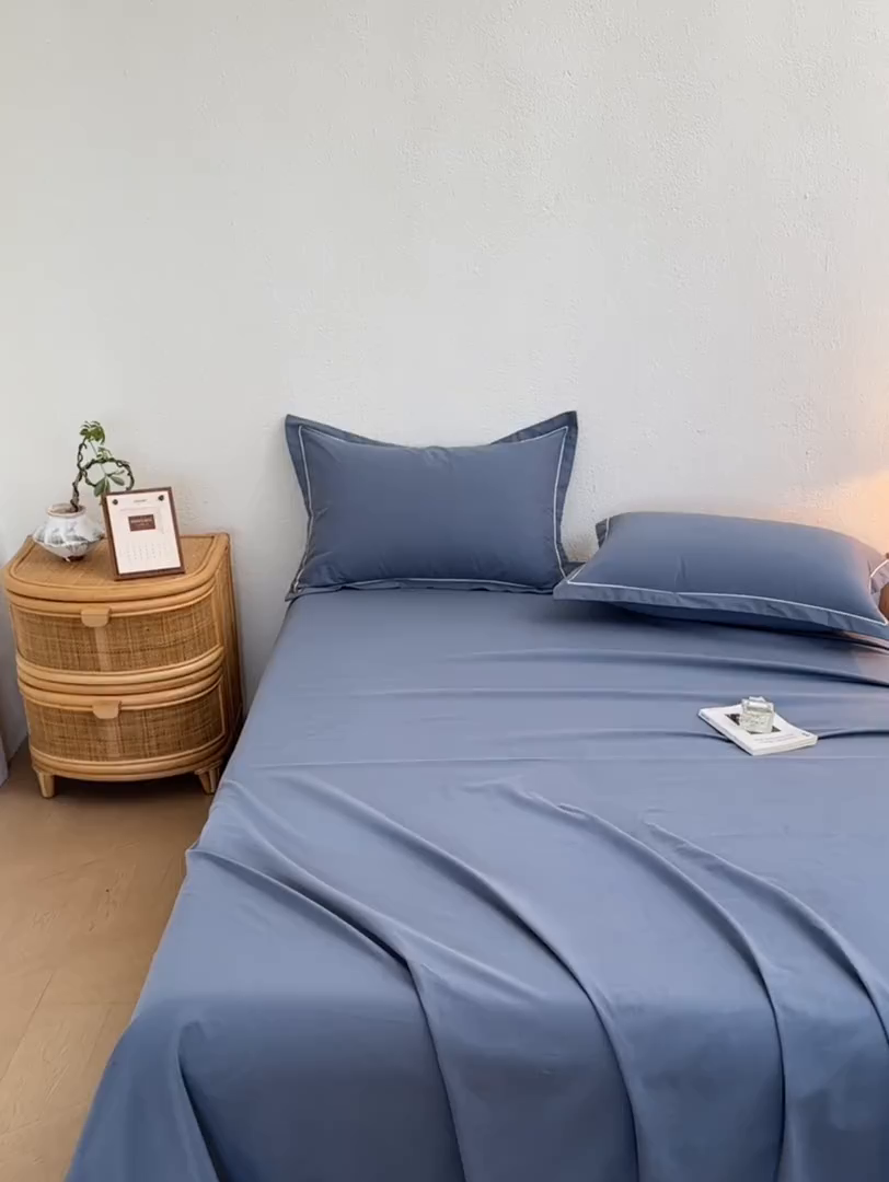 91家纺网 家纺一手货源 找家纺 百寐 2025新款A类100%全棉纯色加厚磨毛加大50*80枕套40*60/48*74枕芯保护套 磨毛-星光蓝