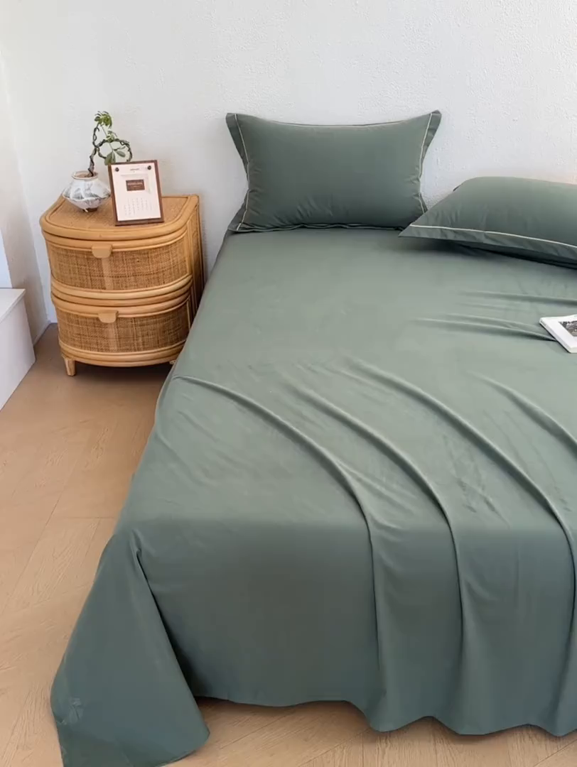 91家纺网 家纺一手货源 找家纺 百寐 2025新款A类100%全棉纯色加厚磨毛加大50*80枕套40*60/48*74枕芯保护套 磨毛-军绿色