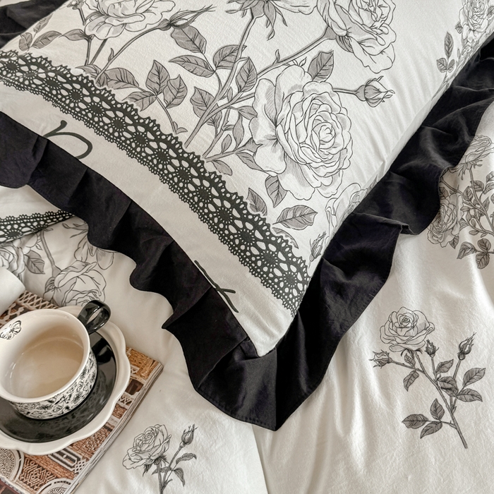 91家纺网 家纺一手货源 找家纺 （总）芷凡家纺 2025新款水洗棉双层纱赫本风四件套-风格二