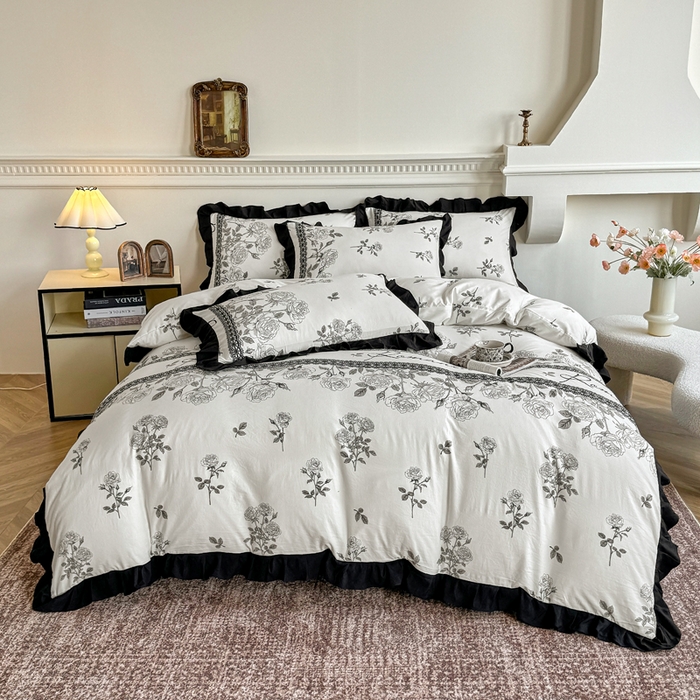 91家纺网 家纺一手货源 找家纺 （总）芷凡 2024新款A类双层纱水洗棉麻茶萃棉四件套