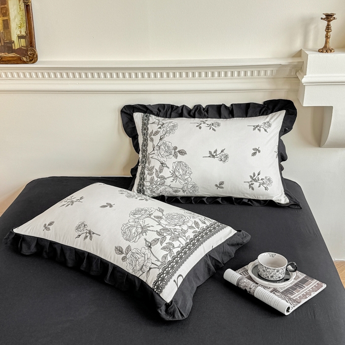 91家纺网 家纺一手货源 找家纺 （总）芷凡家纺 2025新款水洗棉双层纱赫本风四件套-风格二