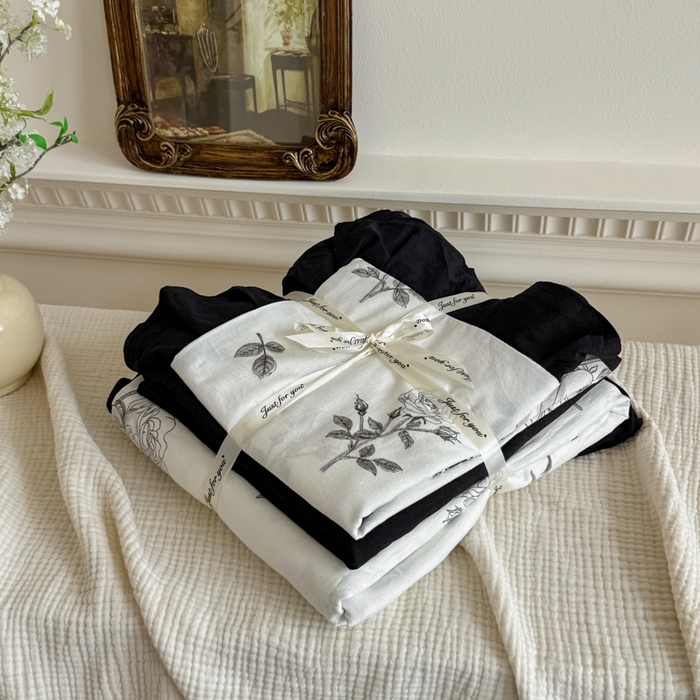 91家纺网 家纺一手货源 找家纺 （总）芷凡家纺 2025新款水洗棉双层纱赫本风四件套-风格二