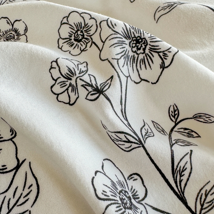 91家纺网 家纺一手货源 找家纺 芷凡家纺 2025新款水洗棉双层纱赫本风四件套-风格二 爱枝蔓