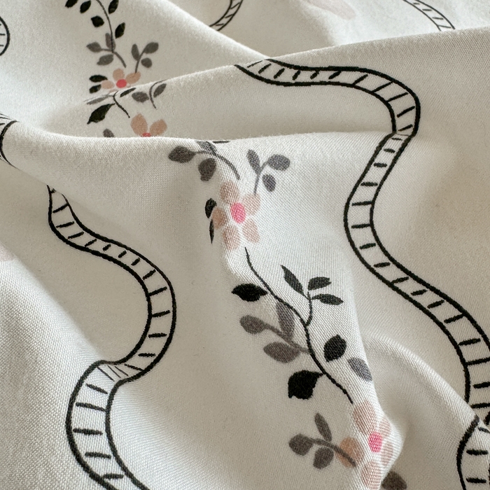 91家纺网 家纺一手货源 找家纺 芷凡家纺 2025新款水洗棉双层纱赫本风四件套-风格二 波纹