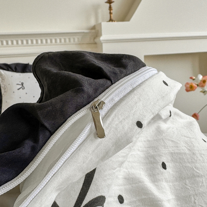 91家纺网 家纺一手货源 找家纺 芷凡家纺 2025新款水洗棉双层纱赫本风四件套-风格二 点点甜心