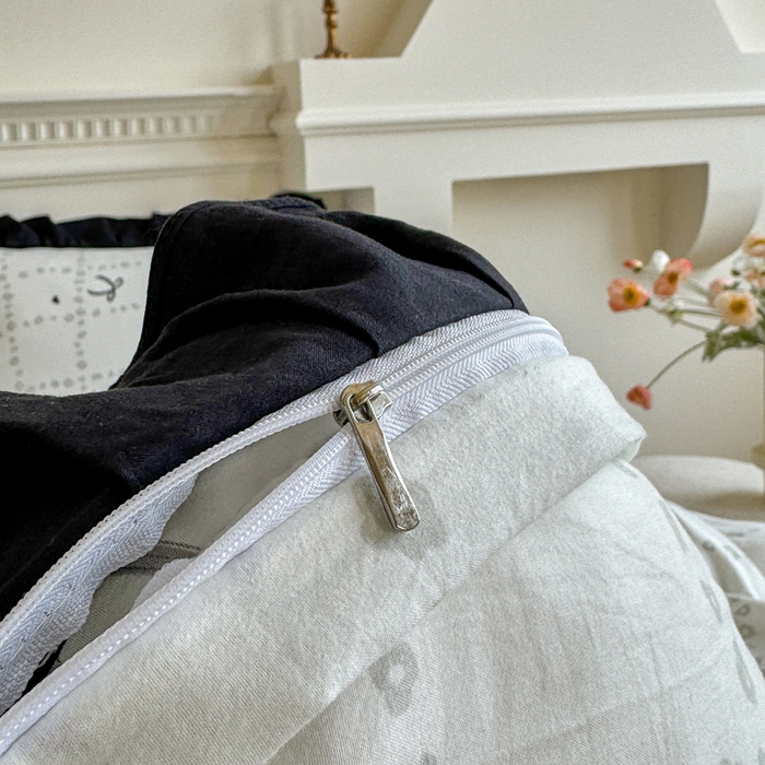 91家纺网 家纺一手货源 找家纺 芷凡家纺 2025新款水洗棉双层纱赫本风四件套-风格二 蝴蝶结