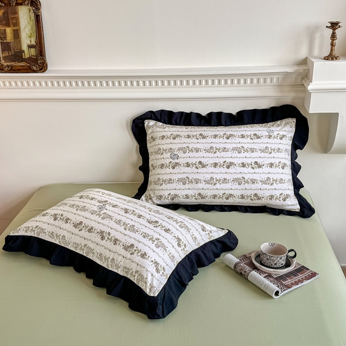 91家纺网 家纺一手货源 找家纺 芷凡家纺 2025新款水洗棉双层纱赫本风四件套-风格二 藤语花