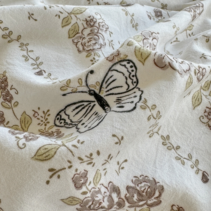 91家纺网 家纺一手货源 找家纺 芷凡家纺 2025新款水洗棉双层纱赫本风四件套-风格二 藤语花