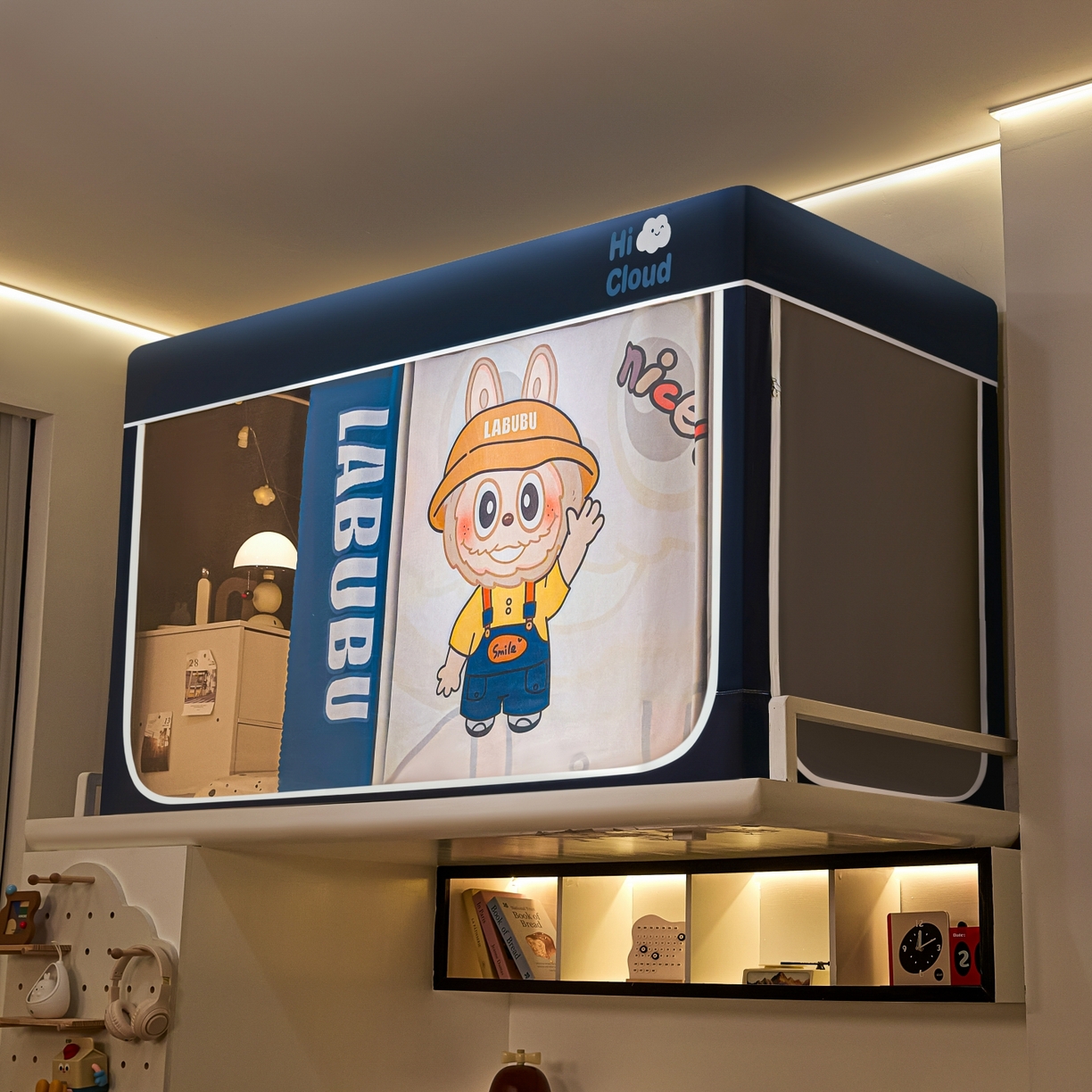 91家纺网 家纺一手货源 找家纺 艺利轩蚊帐 2025新款升级静电植绒环保强遮光床帘款学生上下铺蚊帐 可爱咘咘