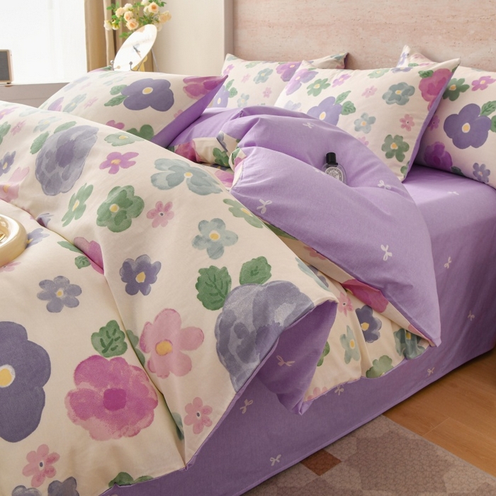 91家纺网 家纺一手货源 找家纺 宇彬家纺 2025直播新款13070全棉纯棉印花单双人被套喷气小清新简约热款学生被罩小甜美