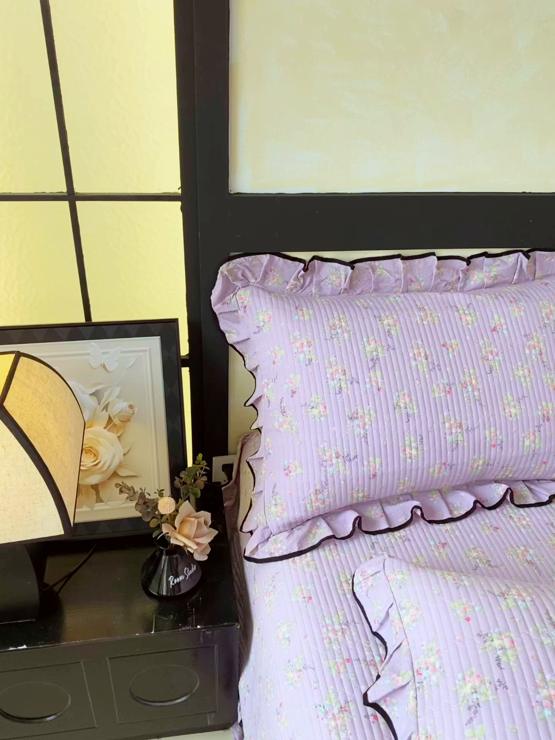 91家纺网 家纺一手货源 找家纺 雨彤家纺 2025新款A类云感公主风双层纱印花夹棉花边款枕套 兰心幽怀-公主风