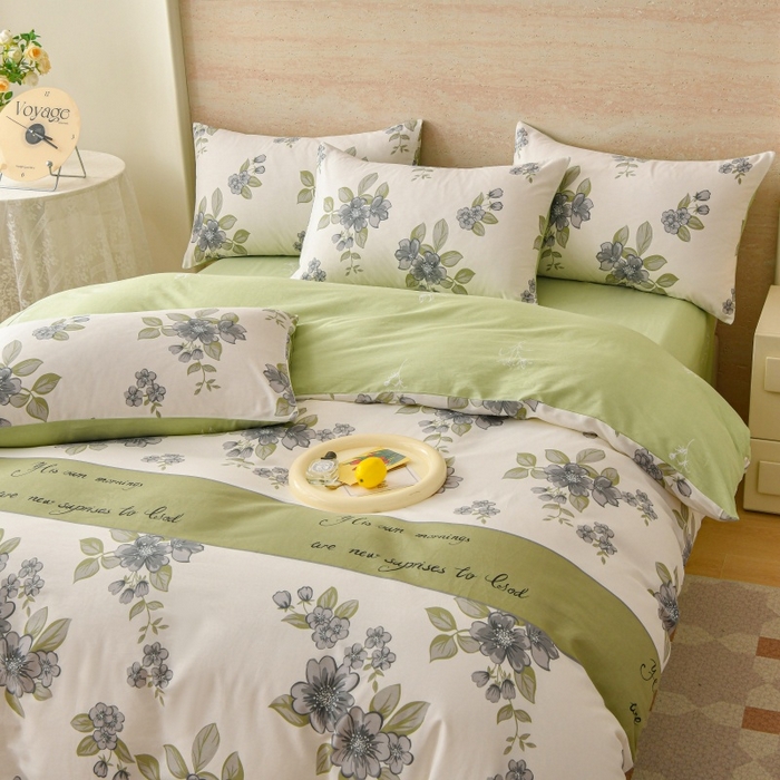 91家纺网 家纺一手货源 找家纺 宇彬家纺 2025直播新款13070全棉纯棉印花单双人被套喷气小清新简约热款学生被罩暗香