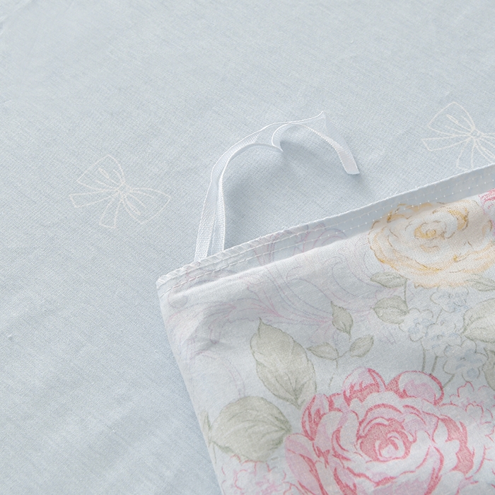 91家纺网 家纺一手货源 找家纺 宇彬家纺 2025直播新款13070全棉纯棉印花单双人被套喷气小清新简约热款学生被罩米蓝韵花影