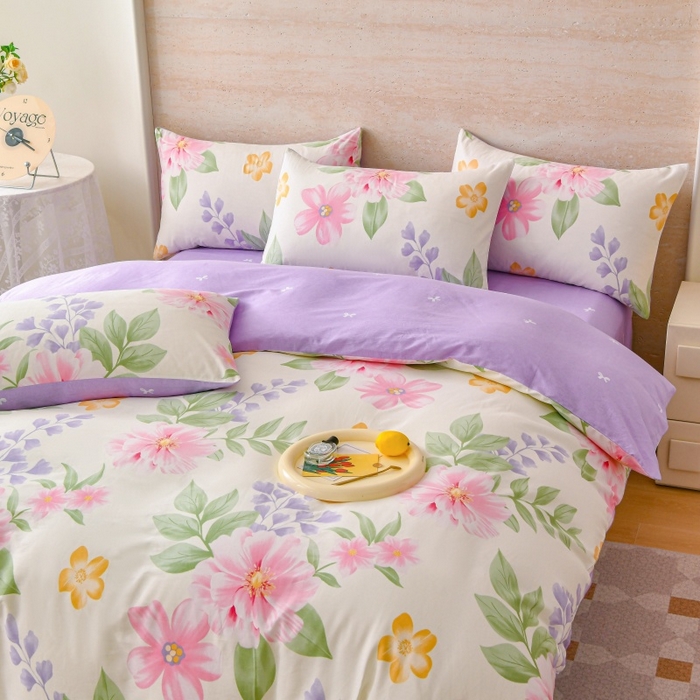 91家纺网 家纺一手货源 找家纺 宇彬家纺 2025直播新款13070全棉纯棉印花单双人被套喷气小清新简约热款学生被罩夏日