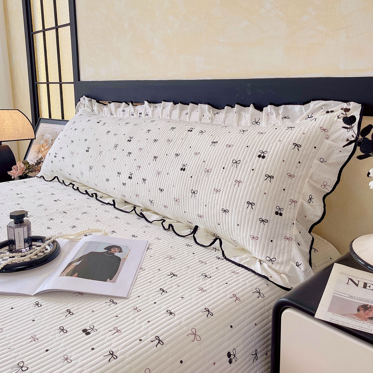 91家纺网 家纺一手货源 找家纺 （总）雨彤家纺 2025新款A类公主风云感双层纱夹棉加长花边款枕套