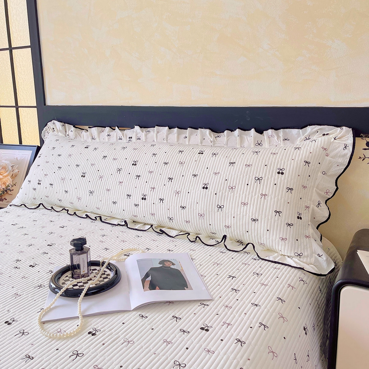 91家纺网 家纺一手货源 找家纺 （总）雨彤家纺 2025新款A类公主风云感双层纱夹棉加长花边款枕套