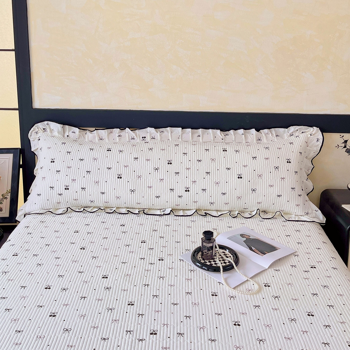 91家纺网 家纺一手货源 找家纺 （总）雨彤家纺 2025新款A类公主风云感双层纱夹棉加长花边款枕套