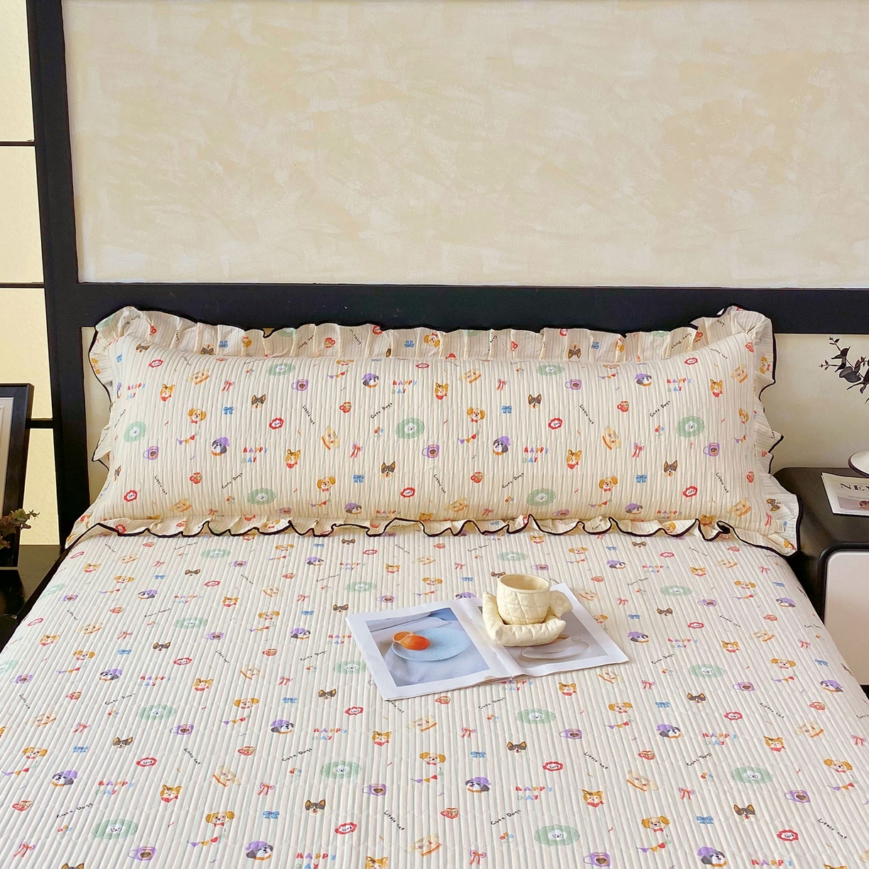 91家纺网 家纺一手货源 找家纺 （总）雨彤家纺 2025新款A类公主风云感双层纱夹棉加长花边款枕套