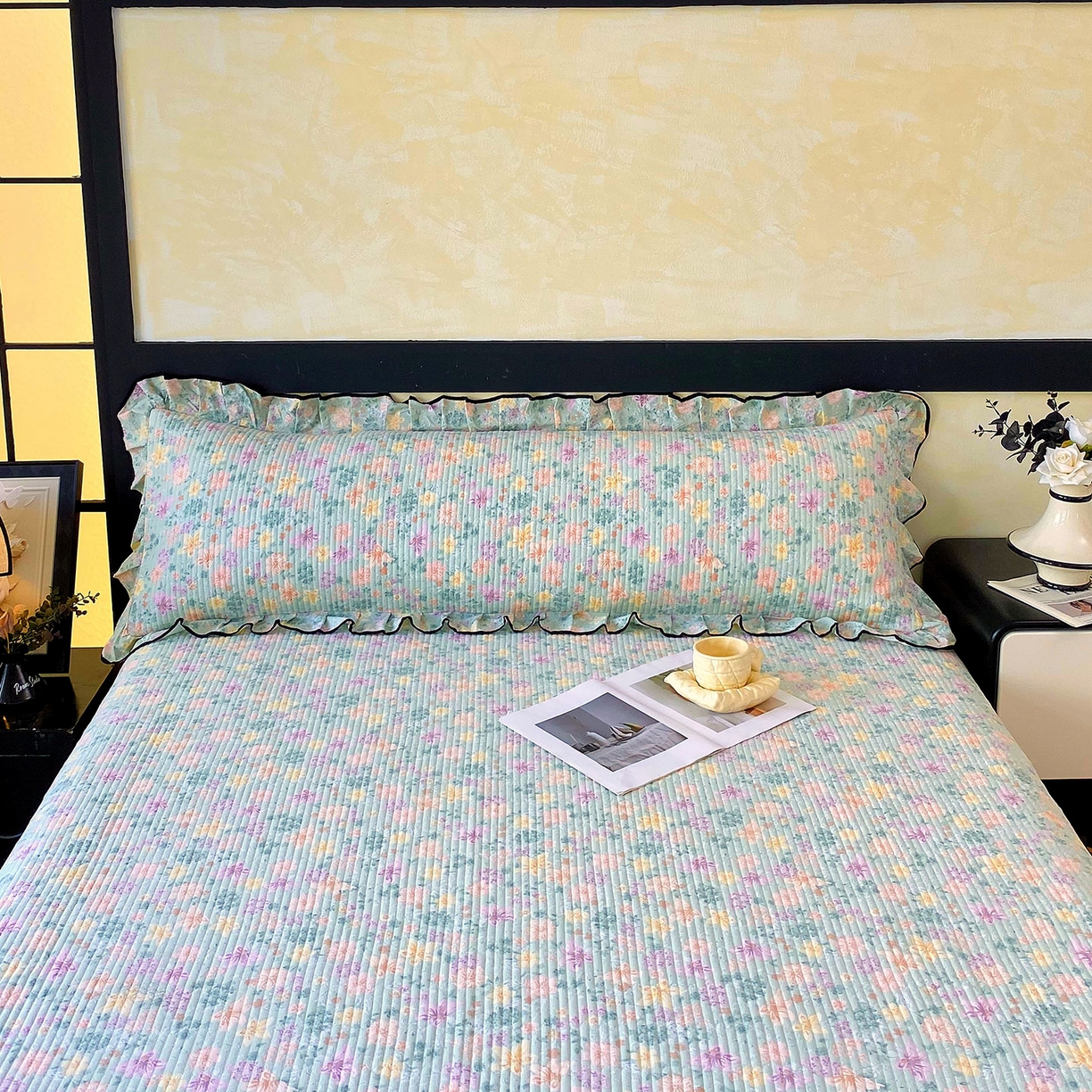 91家纺网 家纺一手货源 找家纺 （总）雨彤家纺 2025新款A类公主风云感双层纱夹棉加长花边款枕套