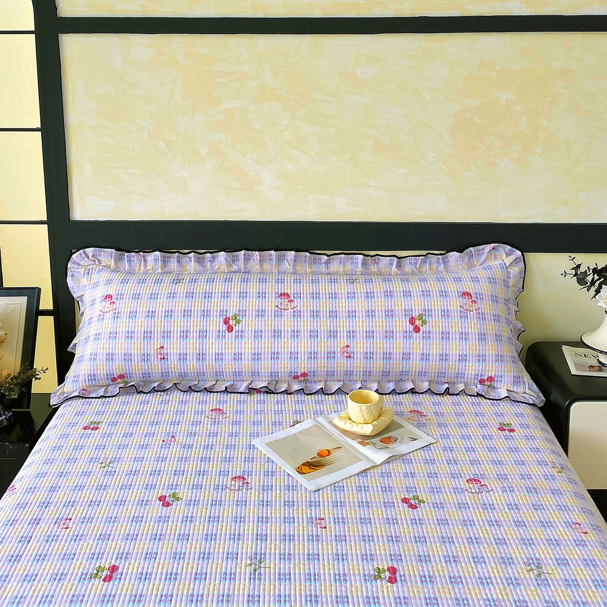 91家纺网 家纺一手货源 找家纺 （总）雨彤家纺 2025新款A类公主风云感双层纱夹棉加长花边款枕套