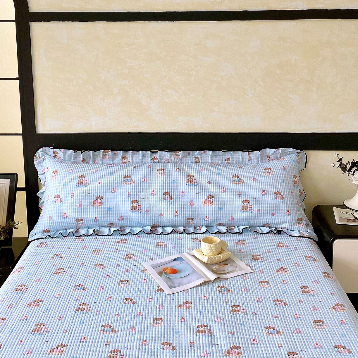 91家纺网 家纺一手货源 找家纺 （总）雨彤家纺 2025新款A类公主风云感双层纱夹棉加长花边款枕套